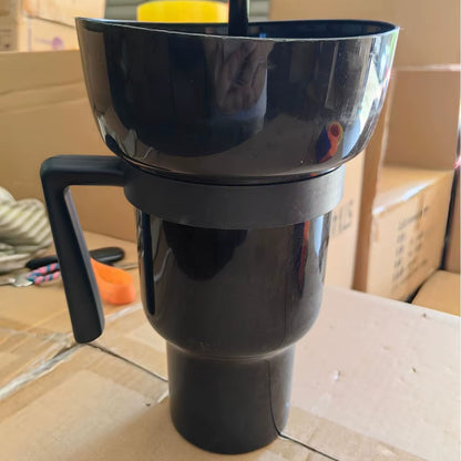 New 2 in 1 Creative Popcorn Snack Cup Integrated Beverage Cup with Handle Portable Beverage Cup Novel Design and Many Functions