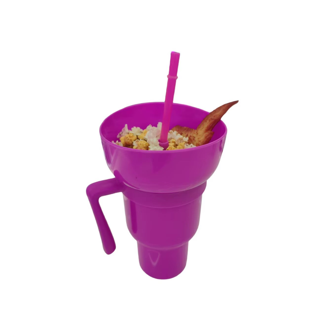 New 2 in 1 Creative Popcorn Snack Cup Integrated Beverage Cup with Handle Portable Beverage Cup Novel Design and Many Functions