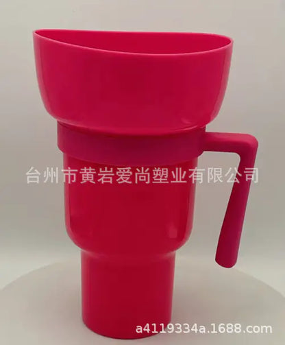 TikTok Snack Cup 1L Portable Drink Cup with Straw