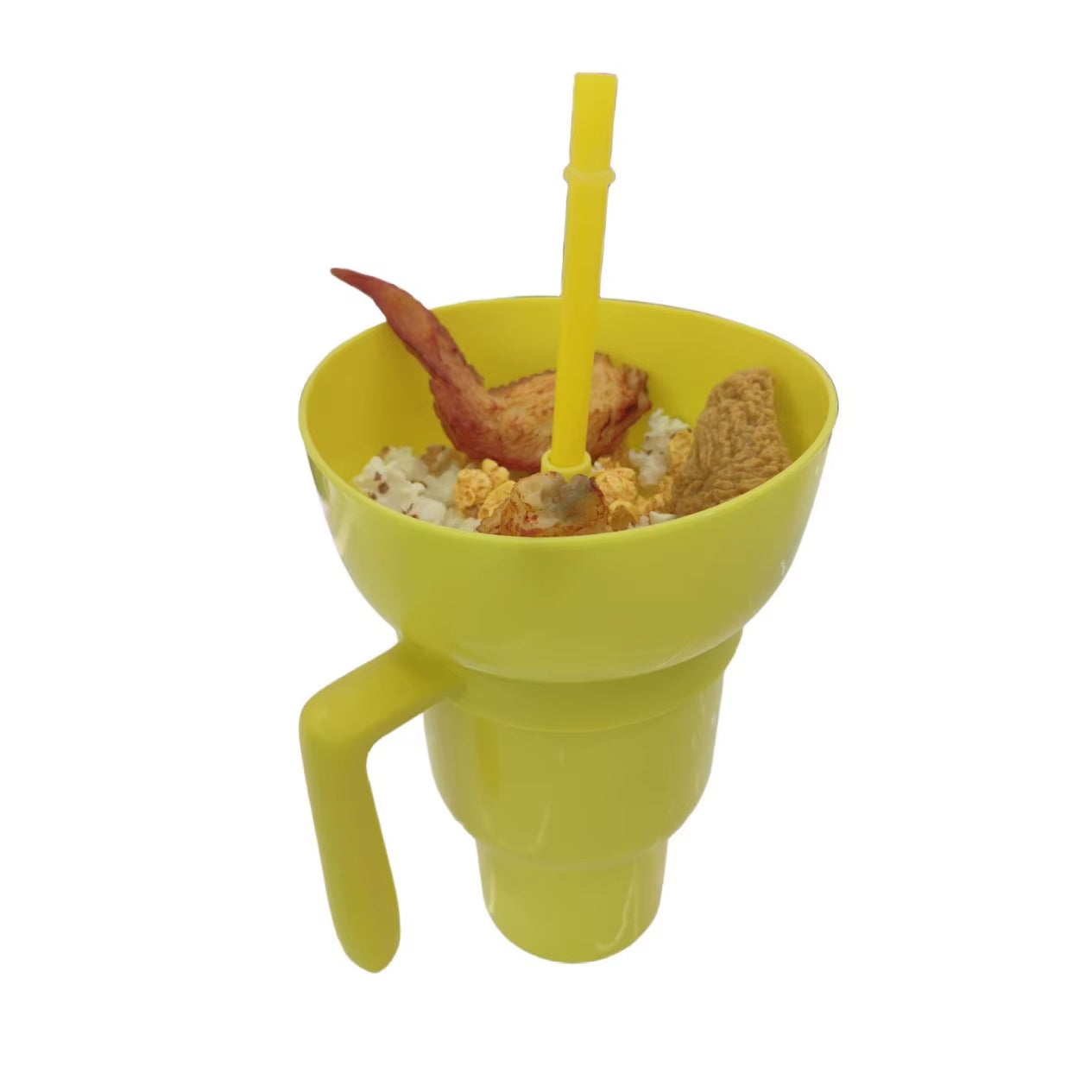 New 2 in 1 Creative Popcorn Snack Cup Integrated Beverage Cup with Handle Portable Beverage Cup Novel Design and Many Functions