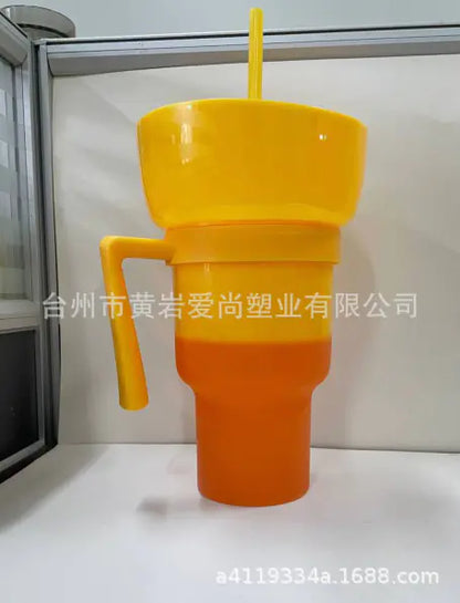 TikTok Snack Cup 1L Portable Drink Cup with Straw