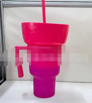 TikTok Snack Cup 1L Portable Drink Cup with Straw