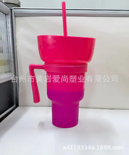 TikTok Snack Cup 1L Portable Drink Cup with Straw