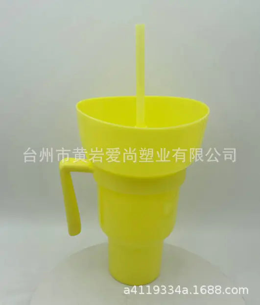 TikTok Snack Cup 1L Portable Drink Cup with Straw