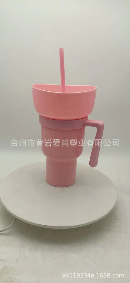 TikTok Snack Cup 1L Portable Drink Cup with Straw