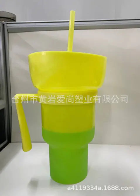 TikTok Snack Cup 1L Portable Drink Cup with Straw
