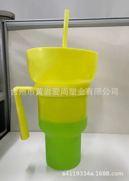 TikTok Snack Cup 1L Portable Drink Cup with Straw